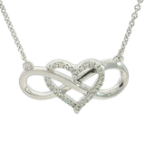 Elegant Diamond Necklaces 14K White Gold 0.09 Carats Diamond Open Heart Infinity Necklace - 18 Inch