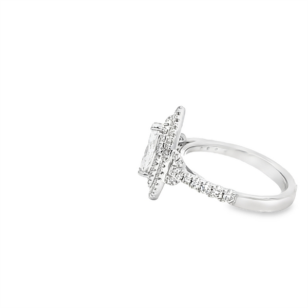 14K Gold White Halo Marquise Diamond Engagement Ring - 1.07 CTW Diamond