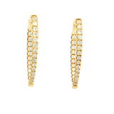 Classic & Contemporary 18K Yellow Gold 1.13 Carats Diamond Pointed Oval Inside Out Hoop Earrings