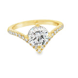 Elegant Diamond Mountings 14K Yellow Gold Round Cut Cubic Zirconium & 0.20 Carats Diamond Engagement Ring