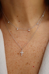Elegant Diamond Necklaces & Pendants 14K White Gold White 0.06 Carats Diamond Cross Necklace - 18 Inch