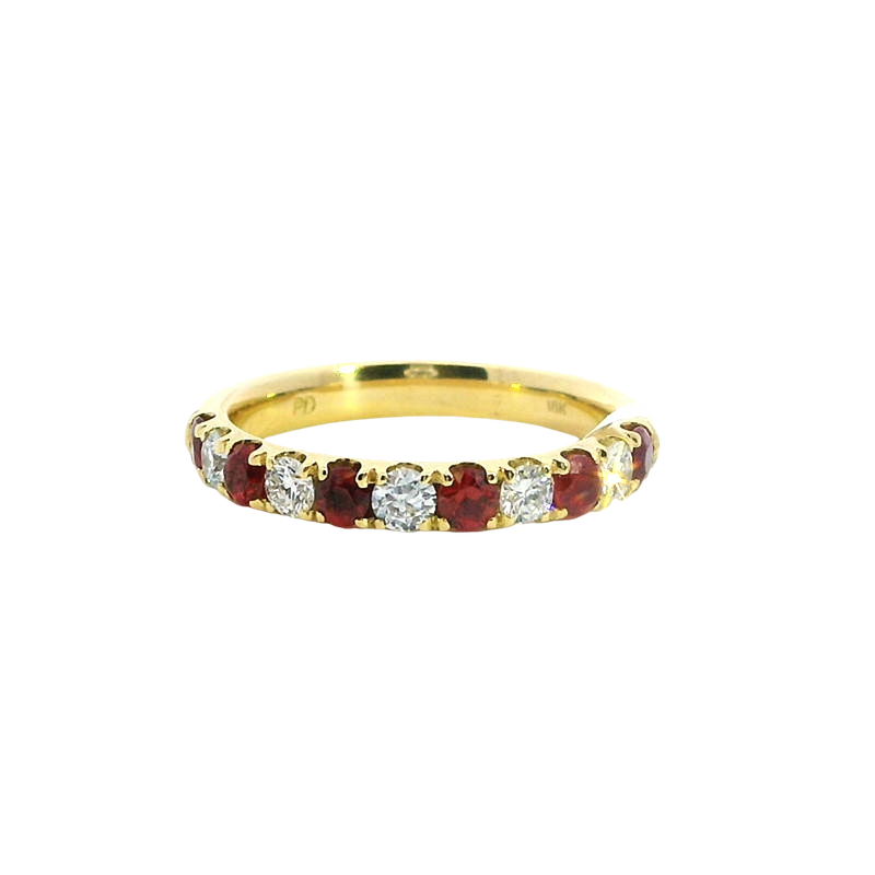 Bold & Elegant 18K Yellow Gold Stackable 0.60 Carats Ruby & 0.37 Carats Diamond Band