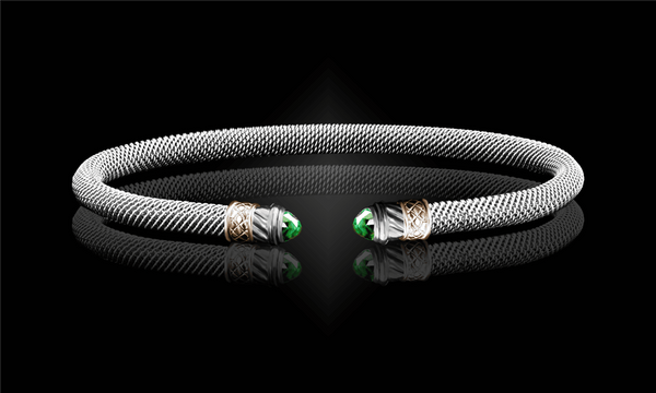 Sterling Silver Peridot Cuff Bracelet - 6.5 Inch