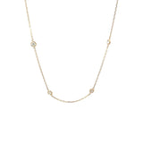 Elegant Diamond Necklaces 14K Gold Yellow 1.00 Carats Diamond Station Necklace - 18 Inch