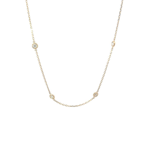 Elegant Diamond Necklaces 14K Gold Yellow 1.00 Carats Diamond Station Necklace - 18 Inch