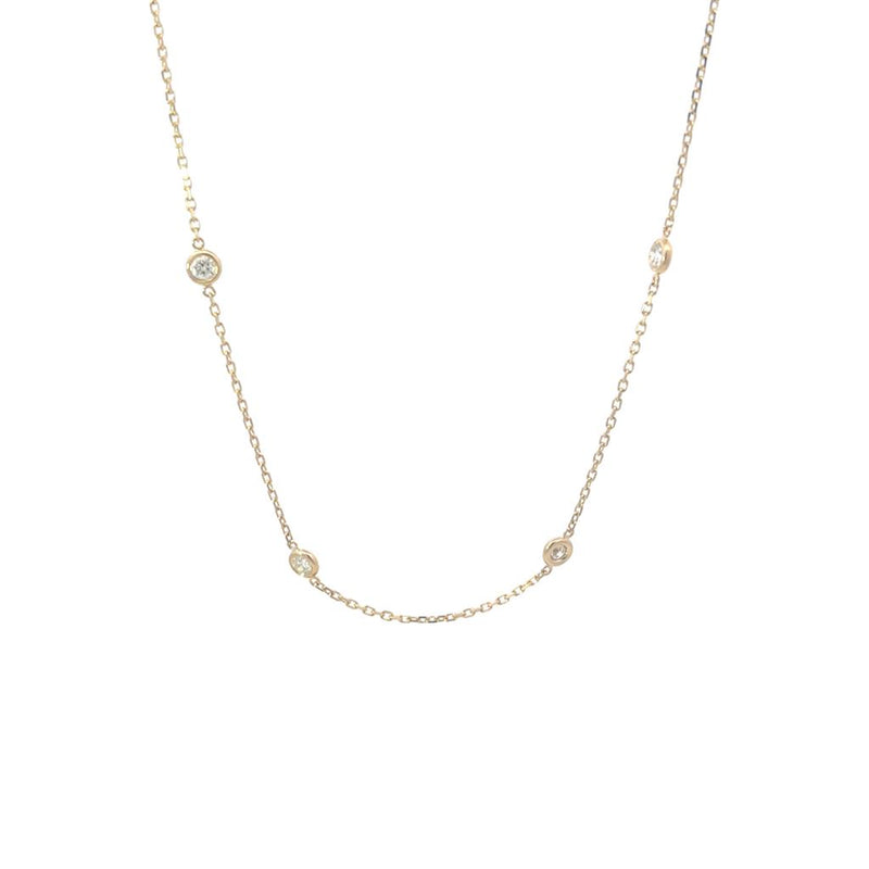 Elegant Diamond Necklaces 14K Gold Yellow 1.00 Carats Diamond Station Necklace - 18 Inch