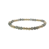Elegant & Eye Catching 4.0 MM Labradorite & Yellow Gold Filled Bead Bracelet - 7 Inch