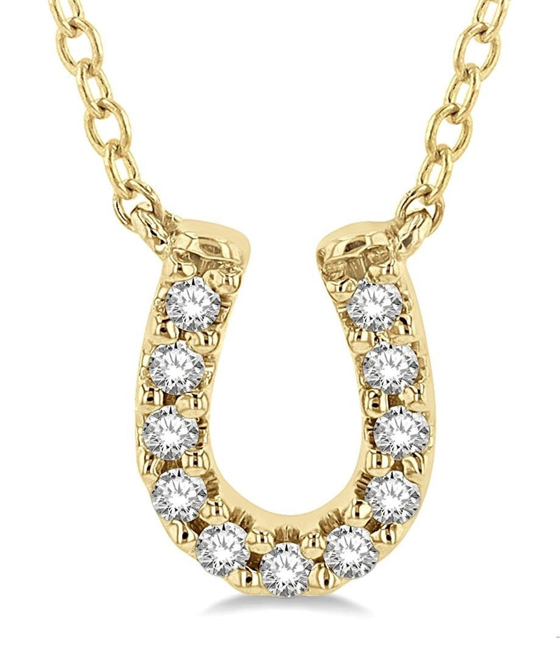 Yellow 10 Karat Gold 0.1 Carats Diamond Drop Necklace
