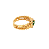 Bold & Elegant 18K Yellow Gold Oval Cut 0.44 Carats Emerald & 0.19 Carats Diamond Halo Ring