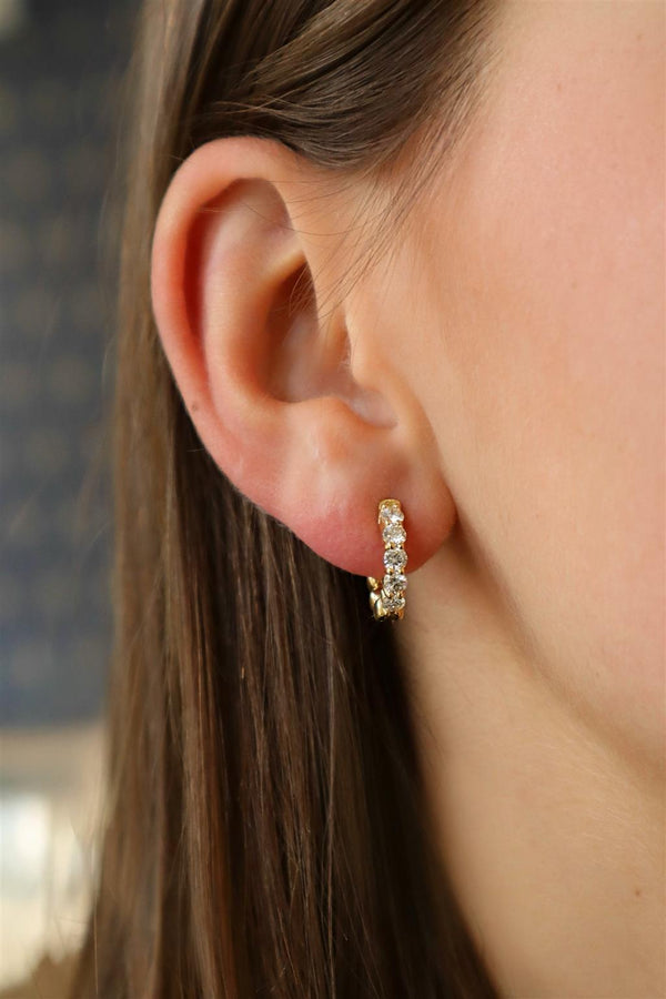 Classic & Contemporary 18K Yellow Gold 1.0 Carat Diamond Small Hoop Earrings