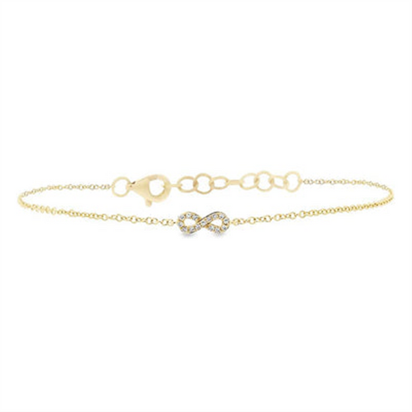 Sophisticated & Timeless Diamond Bracelets 14K Yellow Gold 0.04 Carats Diamond Infinity Bracelet - 7 Inch