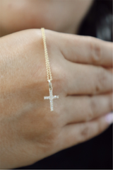 Elegant Diamond Necklaces 14K Yellow Gold 0.06 Carats Diamond Cross Necklace - 18 Inch