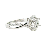 Elegant Diamond Mountings 18K White Gold 1.0 Carat Round Diamond Halo Semi Mount Ring - 0.39 Carats