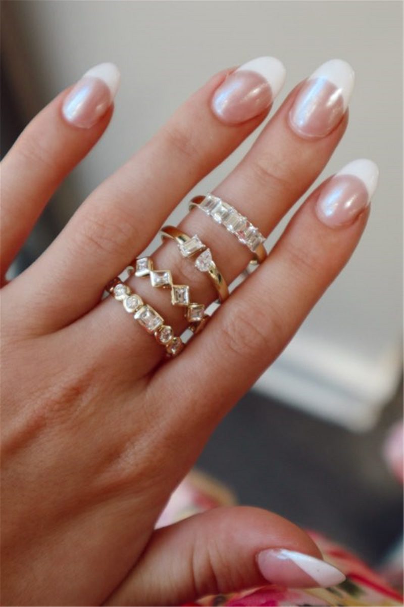 14K Yellow Gold 0.298 Carats Baguette Diamond Stackable Fashion Ring