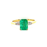 Yellow 14 Karat Gold 1.36 Carats Emerald & 0.15 Carats Diamonds Ring