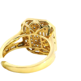 Elegant & Trendy 18K Yellow Gold 1.51 Carats Baguette & Round Diamond Dinner Ring