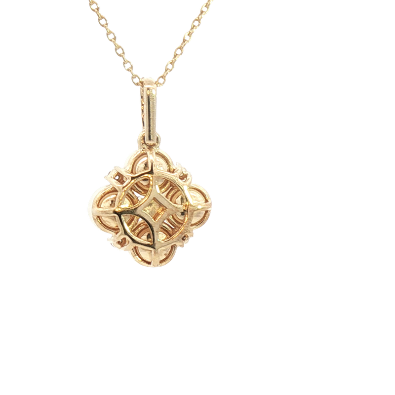 Elegant Pearl Necklaces & Pendants 10K Yellow Gold 5-MM Pearls & 0.10 Carats Diamond Drop Necklce - 18 Inch
