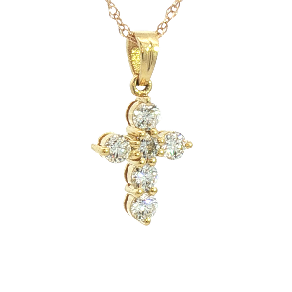 Elegant Diamond Necklaces & Pendants 18K Yellow Gold 0.52 Carats Small Diamond Cross Pendant