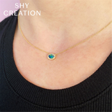 Vibrant Colored Stone Necklaces 14K Yellow Gold 0.33 Carats Opal & 0.05 Carats Diamond Halo Necklace - 18 Inch