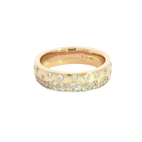 Elegant & Trendy Satin Finish 14K Yellow Gold 0.52 Carats Diamond Scatter Band