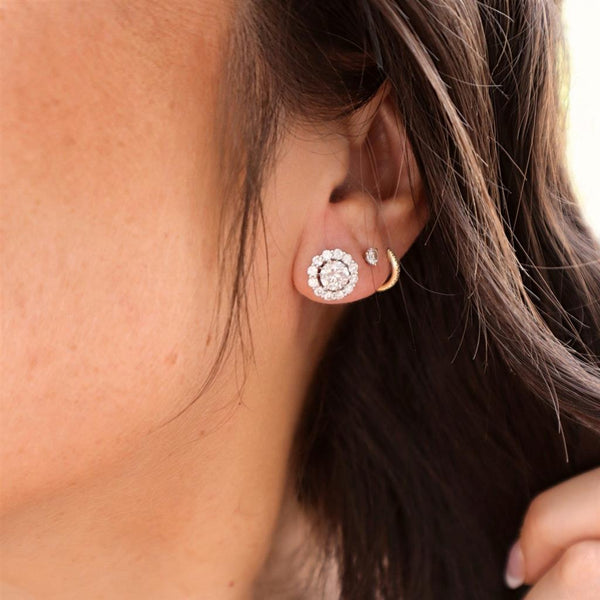 Classic & Contemporary 18K White Gold 0.71 Carats Diamond Jackets & 3.2mm Stud Earrings