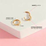 14K Yellow Gold Pronged October Birthstone 7 MM Opal Hoop Earrings For Children