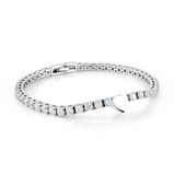 Bold & Stylish Alternative Metal Bracelets White Stainless Steel Cubic Zirconium Tennis Bracelet, 7.25 Inch