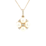 Elegant Pearl Necklaces & Pendants 10K Yellow Gold 5-MM Pearls & 0.10 Carats Diamond Drop Necklce - 18 Inch
