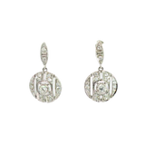 Classic & Contemporary 18K White Gold 0.36 Carats Diamond Art Deco Inspired Drop Earrings