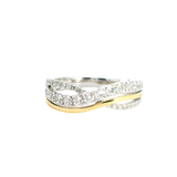 Elegant Diamond Bands 18K Yellow & White Gold 0.69 Carat Diamond Infinity Design Band