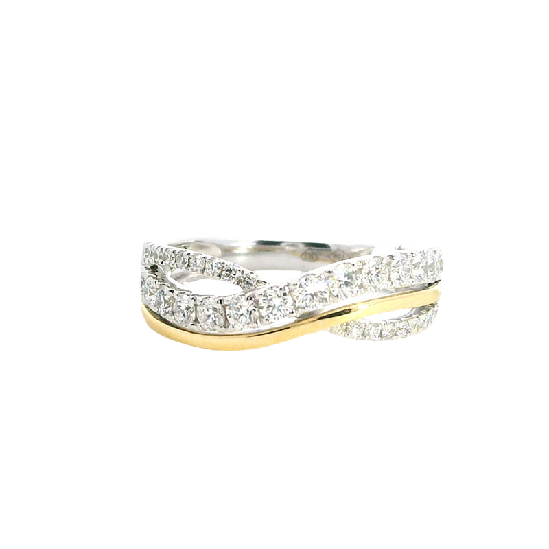 Elegant Diamond Bands 18K Yellow & White Gold 0.69 Carat Diamond Infinity Design Band
