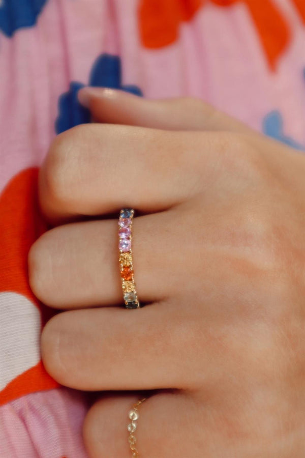 Yellow 14 Karat Gold 1.05 Carats Sapphires Stackable Ring