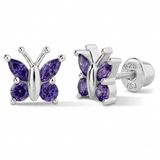 Sterling Silver Dainty Cubic Zirconium Butterfly Earrings