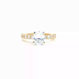 MPJ Exclusive Diamond Mountings 14K Gold Two-Toned Diamond Accented Oval 1.50 Carats, 8x6 MM Engagement Ring - 0.66 Carats Accent Diamonds