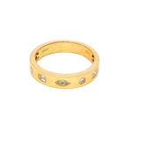 Elegant & Trendy 18K Yellow Gold Channel Set Emerald, Marquise & Round Cut 0.34 Carats Diamond Stackable Band