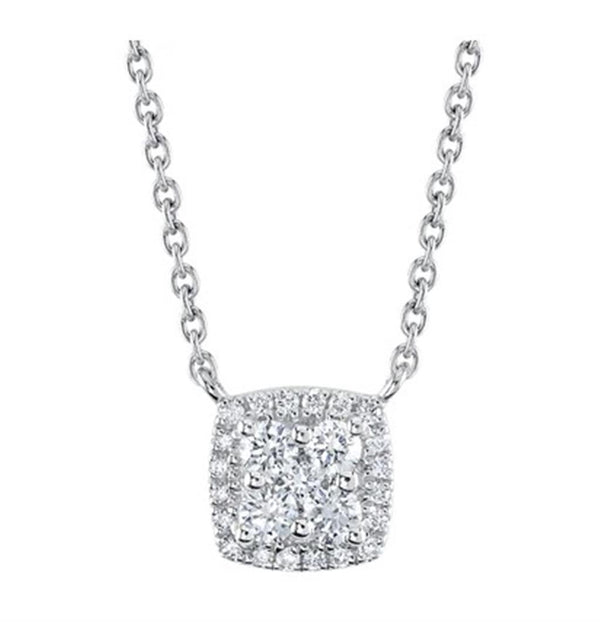 Elegant Diamond Necklaces 14K Gold White 0.15 Carats Diamond Pendant Necklace - 18 Inch