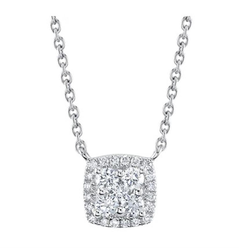 Elegant Diamond Necklaces 14K Gold White 0.15 Carats Diamond Pendant Necklace - 18 Inch