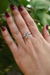 Elegant Diamond Mountings 14K Yellow & White Gold Emerald Cut 7x5mm Diamond Semi Mount Engagement Ring -  0.26 Carats