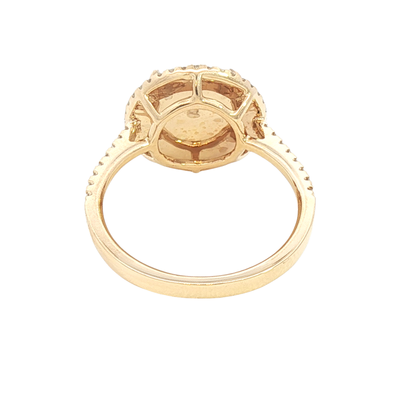 Bold & Elegant 14K Yellow Gold 2.05 Carats Opal & 0.24 Carats Diamond Halo Ring