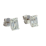Classic & Contemporary 14K White Gold Lab-Grown 2.06 Carats Emerald Cut Diamond Stud Earrings