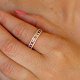 Bold & Elegant 18K Rosé Gold Princess Cut Mulit Color 0.72 Carats Fancy Sapphires & 0.31 Carats Diamond Halo Band