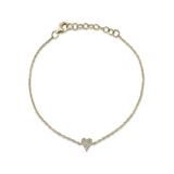 Sophisticated & Timeless Diamond Bracelets 14K Yellow Gold 0.05 Carats Diamond Heart Bracelet - 7 Inch
