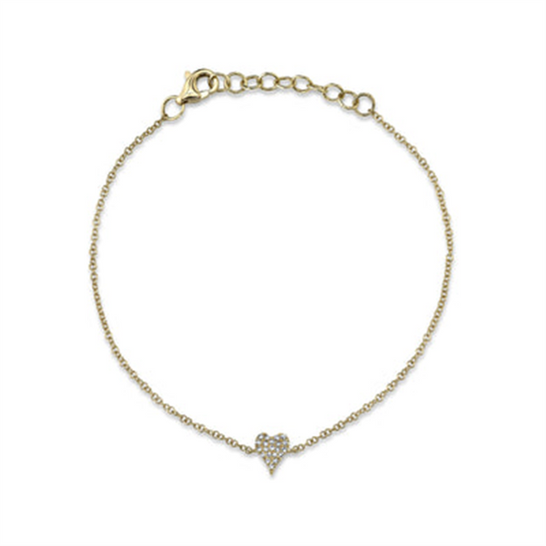 Sophisticated & Timeless Diamond Bracelets 14K Yellow Gold 0.05 Carats Diamond Heart Bracelet - 7 Inch