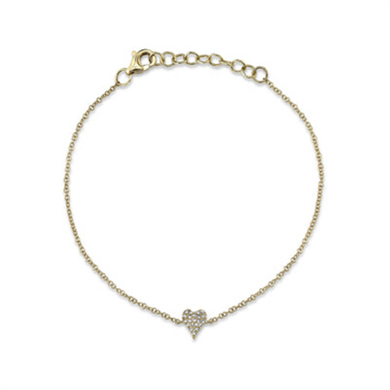 Sophisticated & Timeless Diamond Bracelets 14K Yellow Gold 0.05 Carats Diamond Heart Bracelet - 7 Inch