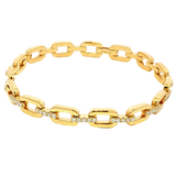 Sophisticated & Timeless Diamond Bracelets 18K Yellow Gold 0.99 Carats Diamond Oval Link Bracelet - 7 Inch