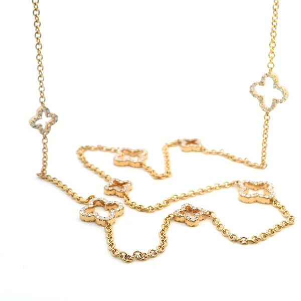 Elegant Diamond Necklaces 18K Gold Rosé 6.07 Carats, 512 Diamonds Station Necklace - 36 Inch