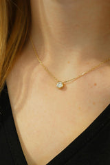 Elegant Diamond Necklaces 14K Yellow Gold 0.41 Carats Diamond Solitaire Necklace - 17 Inch