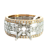 Elegant Diamond Mountings 18K Rosé & White Gold 1.50 Carats Round Semi Mount Ring - 1.38 Carats Baguette & Round Diamond