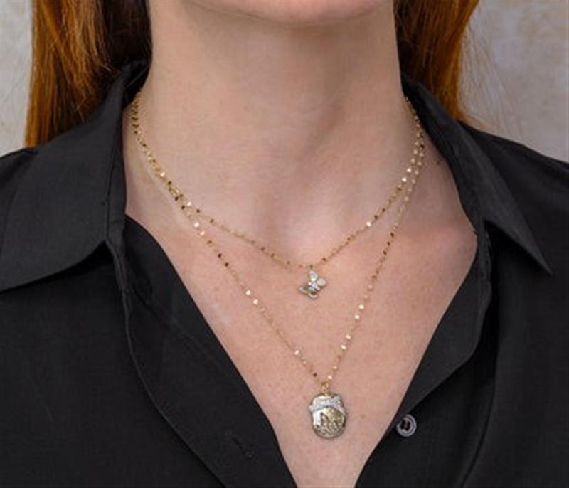 Elegant Diamond Necklaces 14K Yellow Gold 0.09 Carats Diamond Butterfly Necklace - 18 Inch