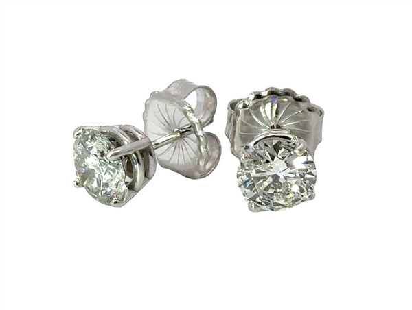 White 14 Karat Gold 3 Carats Diamond Stud Earrings